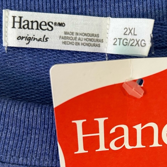 Hanes / NWT/ Men's Originals Midweight Fleece Crewneck Sweatshirt,BLUE/Size 2XL - Picture 4 of 8